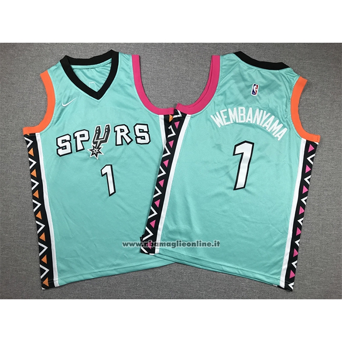 Maglia Bambino San Antonio Spurs Victor Wembanyama #1 Citta 2022-23 Verde